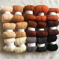 Crochet Kit Yarn 15colors Wool for Felting 70S Wool Felt Needle Felting 5g/10g/20g/50g/100g/color Wool Roving Wool Felt Fabric (Color : 100g Total 1500g)