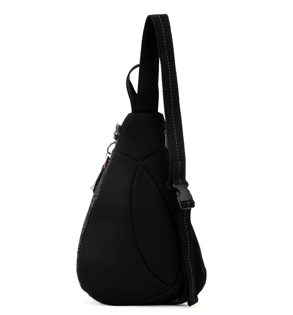 Sakroots Women's Go Sling Backpack in Nylon Eco Twill, Black Tonal Spirit Desert, One Size
