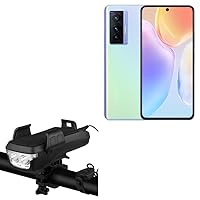 BoxWave Stand and Mount Compatible with vivo X70 - Solar Rejuva Bike Mount (4000mAh), Bike Mount with Solar Power Bank, Lights, and Horn for vivo X70 - Jet Black