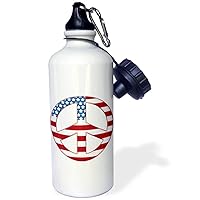 3dRose Red, White and Blue, Stars and Stripes Peace Sign Illustration - Water Bottles (wb_354908_1)