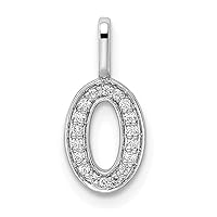 14k White Gold Diamond Sport game Number 0 Pendant Necklace Measures 15.24x7.09mm Wide 1.38mm Thick Jewelry for Women