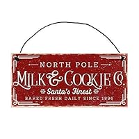 North Pole Milk & Cookie Co Wood Sign | Local Legends Designs Handmade Christmas Decor | 12 x 5.5 INCHES