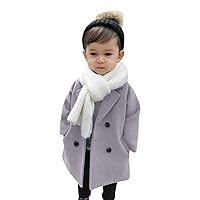 Toddler Kids Baby Girls Boys Plaid Solid Coat Elegant Notched Collar Double Breasted Jacket Wool Coat Trench Coats