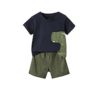Floerns Toddler Boy's 2 Piece Outfit Graphic Print Tee and Track Shorts Tracksuit Set