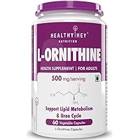 L-ORNITHINE Stable Form as L-Aspartate 500mg Urea Detox, Protein Metabolism, Liver Support 60 Veg Capsules.