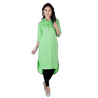 Women's Long Kurti With Pajama Set Dress Suit Tunic Wedding Wear Maxi Green Color Plus Size