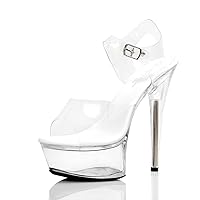 15cm Stiletto Transparent PVC Pole Dance Shoes Platform Exotic Stripper Open Toe High Heels 6 inch Gothic Clear Sandals