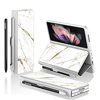BAILI Galaxy Z Fold 3 Case,Z Fold3 Case with S Pen Slot Protector Leather Cover, 9H Tempered Glass and Vacuum Magnetic Design, Support Wireless Charging Case for Samsung Galaxy Z Fold 3-JXB