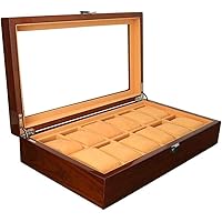 Watch Box Wood Material Display Case Organizer 12 Slots Watches Jewelry Storage Box Glass Top Flip Cover Men s Storage Box With Pillows