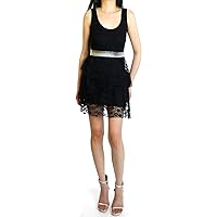 Easel Women's Tiered Sheer Lace Banded Dress