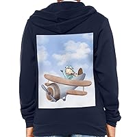 Plane Illustration Kids' Full-Zip Hoodie - Print Hooded Sweatshirt - Paint Kids' Hoodie