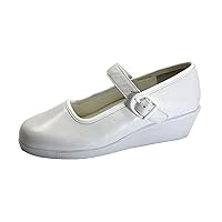 Justine Women's Wide Width Leather Mary Jane Wedge Shoes