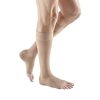 mediven Plus for Men & Women, 20-30 mmHg – Knee High Compression Socks with Silicone Top Band, Open Toe Leg Circulation, Opaque Leg Support Compression Coverage, II-Extra-Wide, Beige