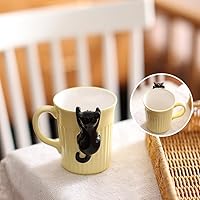 Cute Ceramic 3D Cat Coffee Mug, Funny Novelty Kawaii Tea Cup with Handle, Funny Gifts for Cat Lovers Friends and Family (350ml