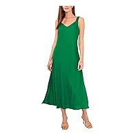 Vince Camuto Women's V Neck Challis Sleeveless Midi Dress Green Size XX-Small
