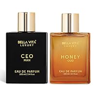 Bella Vita Luxury CEO MAN EDP Perfume & Honey Oud Eau De Parfum Unisex Perfume Combo, Pack of 2 Premium Long Lasting Fragrance Scents for Men & Women, 100 Ml Each