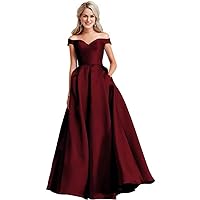 Bridesmaid Dresses for Women Off Shoulder Satin lace-up Formal Gowns and Evening Dresses