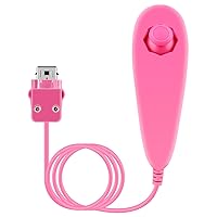 OSTENT Motion Based Wired Nunchuck Controller for Nintendo Wii Console Video Game Color Pink
