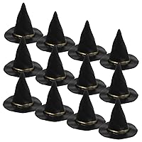 BESTOYARD 12pcs Decor caps Jars Hats Tiny Witch hat Ornament Tiny hat Doll House Supplies Doll Witch hat Party Witch hat for Doll House Props Plastic Mini