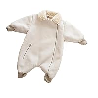 Infant and toddler crawling clothes, thickened jumpsuit, lapel romper, baby plush Christmas warmth