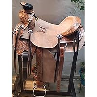 Manaal Enterprises Classic Quality Wade Tree A Fork Premium Western Leathe Roping Ranch Work Equestrian Horse Saddle Size 10