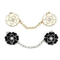 2 Pieces Rose Sweater Shawl Clips Cardigan Dresses Clip Flowers Collar Clip with Chain for Women Girls