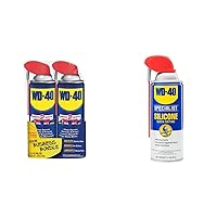 WD-40 Multi-Use Product with SMART STRAW SPRAYS 2 WAYS, 14.4 OZ [2-Pack] & Specialist Silicone Lubricant with SMART STRAW SPRAYS 2 WAYS, 11 OZ