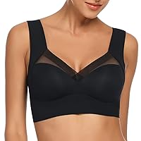Woweny Women's Seamless Lace Bra Without Underwire, Soft Push-Up Bra, Padded, Breathable and Lightweight, Classic Bustier, Modern Feeling