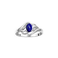 Rylos 14K White Gold Ring with Classic Style, 6X4MM Birthstone Gemstone, & Sparkling Diamonds - Opulent Gem Jewelry for Women in Sizes 5-10
