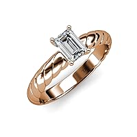 Round IGI Certified Lab Grown Diamond (VS1/F) 1.00 ct Women Solitaire Rope Engagement Ring 14K Gold