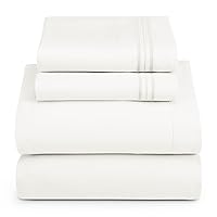 Hearth & Harbor Twin Size Sheets - 3 Piece Bed Sheet Set, Hotel Luxury Double Brushed Bed Sheets - Extra Soft Bedding Sheets & Pillowcases, Twin, White