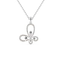 VVS Cross Butterfly Pendant in 18K White/Yellow/Rose Gold with 0.32 Ct Round Natural Diamond & 18k Gold Chain Necklace for Women | Elegant Diamond Bird Necklace for Wife, Grandmother, Mom, Sister