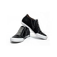 Modello Trapan - Handmade Italian Mens Color Black Fashion Sneakers Casual Shoes - Cowhide Smooth Leather - Slip-On