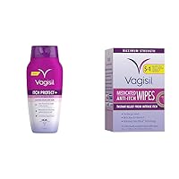 Vagisil Feminine Wash and Wipes Bundle for Intimate Itch Relief, Dry Skin, pH Balanced, Gynecologist Tested (1 x 12oz Wash, 1 x 12 Wipes)