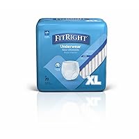 FitRight Ultra Adult Incontinence Underwear, Heavy Absorbency, X-Large, 56 - 68, 4 Packs of 20 (80 Total)
