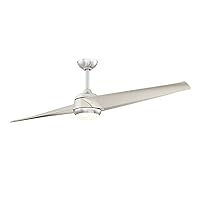TwoFold 60 inch Indoor/Outdoor Ceiling Fan with LED Light Kit - Brushed Nickel with Gray Blades