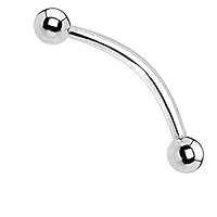 (1 Piece) Long Curved Barbell (Starter Piercing) Surgical Steel