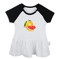 Fruit Grapefruit Pattern Cute Dresses, Newborn Infant Baby Girls Princess Dress, Kids Novelty Ruffles Cotton Clothes