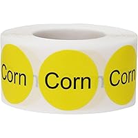 Yellow Corn Deli Labels 1 Inch Round Circle Dot 500 Total Adhesive Stickers
