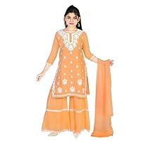 Cotton Embroidery Kids Girls soft wedding Garara sharara kurti for Girls 1110 K22