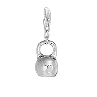 3d Kettlebell weight lifting exercise sports fitness gym charm with lobster claw clasp