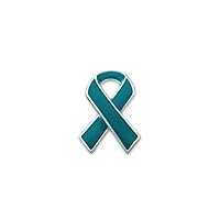 Teal Ribbon Shaped Pins – Teal Ribbon Pins for Ovarian Cancer Awareness, PTSD, Anxiety Disorder, Fragile X Awareness, Gift-Giving, Fundraising & More!