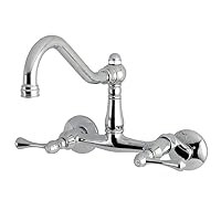 Elements of Design Kingston Brass Nuvo ES3221BL Hot Springs 2-Handle Wall Mount Kitchen Faucet, 8-1/2', Polished Chrome