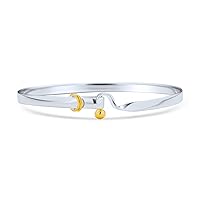 Personalize Two Tone Hook Belt Buckle Horseshoe Bangle Bracelet For Women Yellow Gold Plated .925 Sterling Silver Custom Engraved