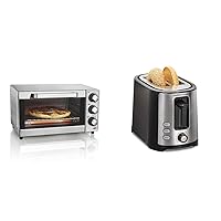 Hamilton Beach Countertop Toaster Oven & Pizza Maker Large 4-Slice Capacity & 2 Slice Extra Wide Slot Toaster with Bagel & Defrost Settings