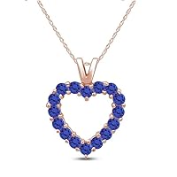 2 Ct Open Heart Pendant Necklace Round Cut Created Blue Tanzanite 18