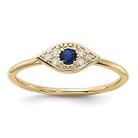 925 Sterling Silver Gold tone Simulated Blue Spinel Cubic Zirconia Evil Eye Ring Jewelry for Women - Ring Size Options: 6 7 8