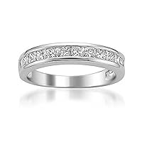 Platinum Princess-Cut Diamond Bridal Wedding Band Ring (1 cttw, G-H, VS2)