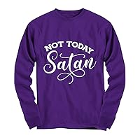 Not Today Satan Religious Tops Tees Plus Size Women Youth Long Sleeve Tee Purple