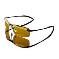 Men's Yellow Night View Vision Polarized HD Sunglasses UV400 Glasses Unbreakable Night Driving Fishing Shooting Sports (Black Frame)